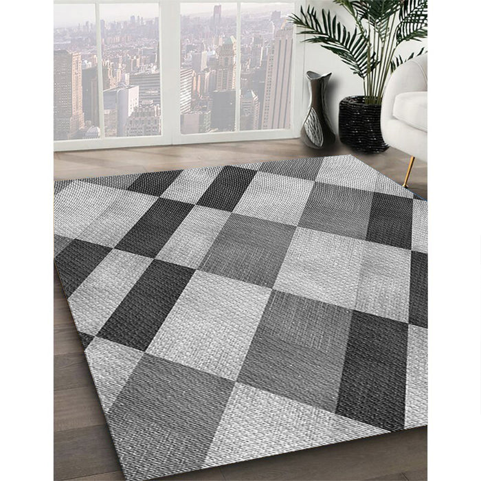 Machine Washable Transitional Carbon Gray Rug in a Family Room, wshpat3638gry
