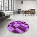 Round Patterned Purple Rug in a Office, pat3638pur