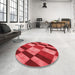 Round Patterned Red Rug in a Office, pat3638rd