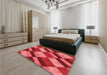 Patterned Red Rug in a Bedroom, pat3638rd