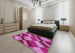 Patterned Deep Mauve Purple Novelty Rug in a Bedroom, pat3638