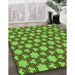 Patterned Bright Green Rug in Family Room, pat3639grn