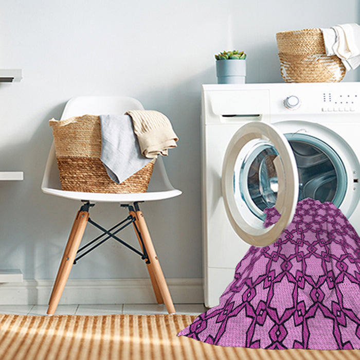 Machine Washable Transitional Dark Magenta Purple Rug in a Washing Machine, wshpat3639pur
