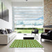 Square Patterned Olive Green Rug in a Living Room, pat364grn