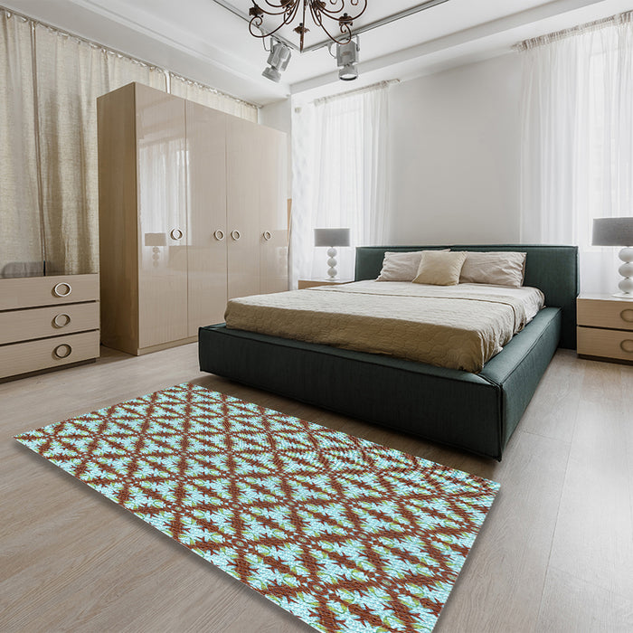 Patterned Tiffany Blue Rug in a Bedroom, pat364lblu