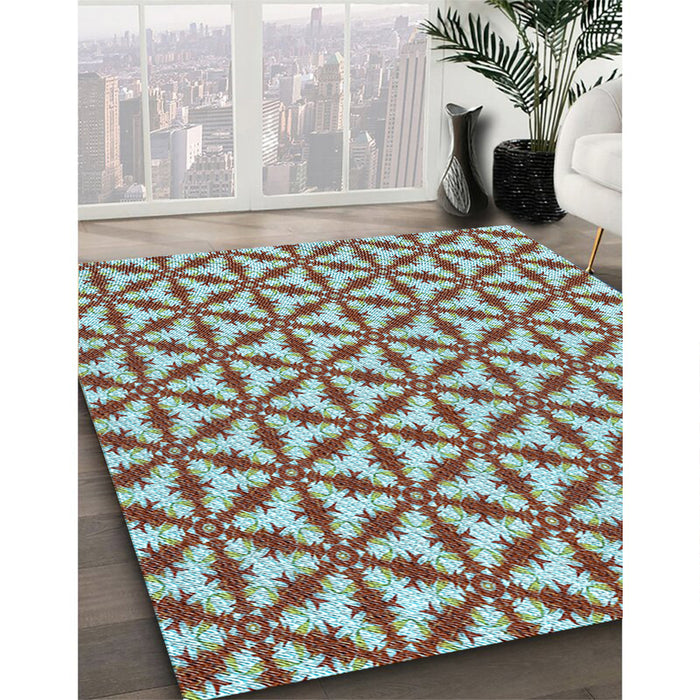Patterned Tiffany Blue Rug in Family Room, pat364lblu
