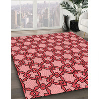 Patterned Pastel Red Pink Rug, pat3640rd