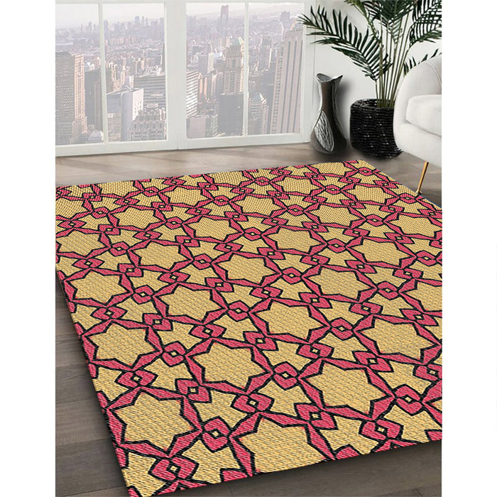 Patterned Orange Novelty Rug in Family Room, pat3640