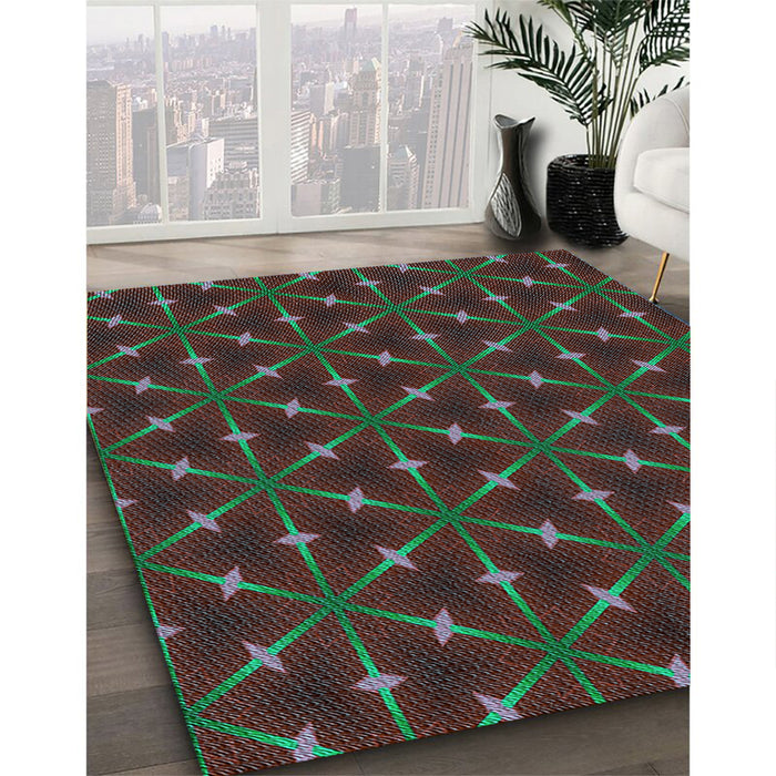 Patterned Hazel Green Rug in Family Room, pat3642lblu