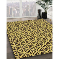 Patterned Bright Gold Yellow Rug, pat3643org