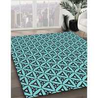 Patterned Sky Blue Novelty Rug, pat3643