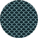 Square Machine Washable Transitional Deep-Sea Green Rug in a Living Room, wshpat3644lblu