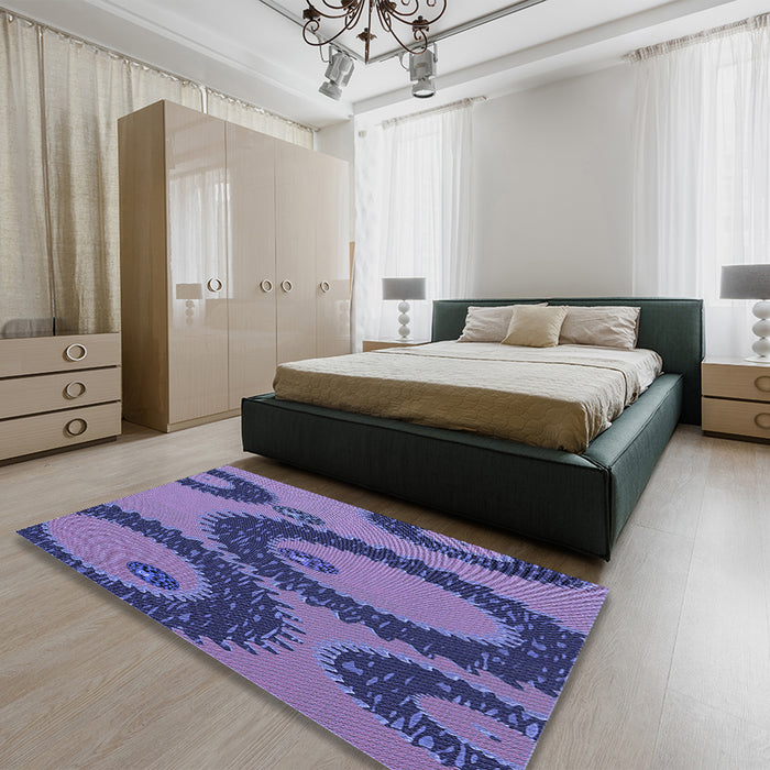 Round Machine Washable Transitional Purple Mimosa Purple Rug in a Office, wshpat3646blu