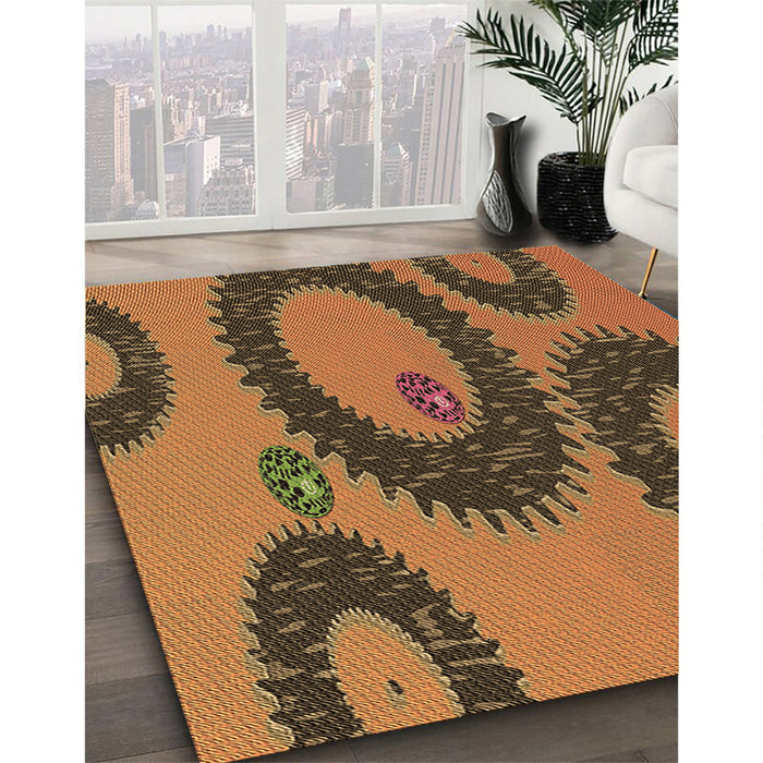 Machine Washable Transitional Red Brown Rug in a Family Room, wshpat3646brn