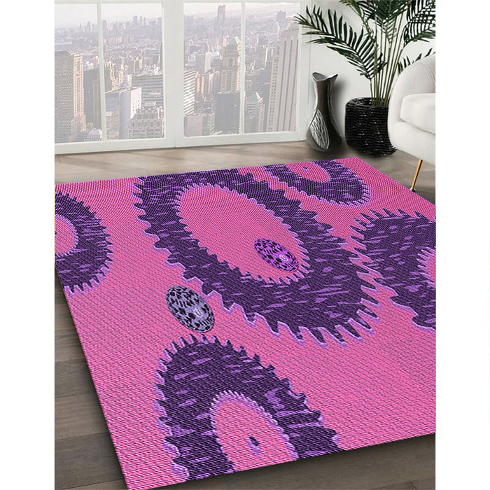 Machine Washable Transitional Dark Magenta Purple Rug in a Family Room, wshpat3646pur