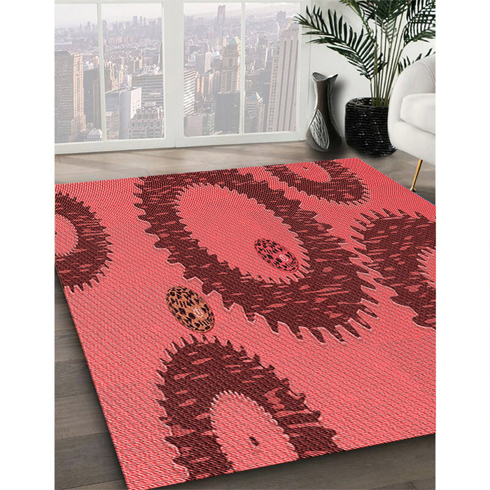 Machine Washable Transitional Red Rug in a Family Room, wshpat3646rd
