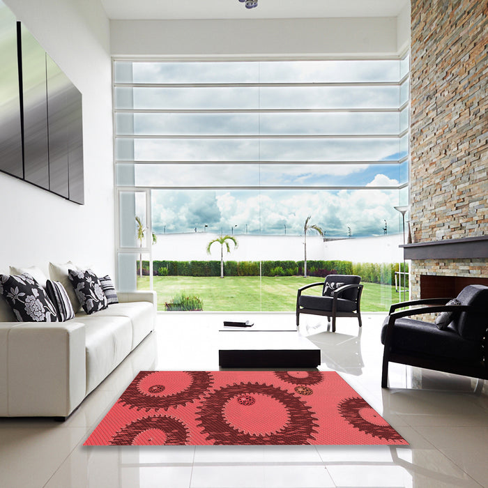 Machine Washable Transitional Red Rug in a Kitchen, wshpat3646rd