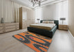 Patterned Orange Brown Abstract Machine Washable Rug in a Bedroom, wshpat3646