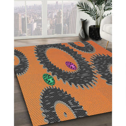 Patterned Orange Brown Abstract Machine Washable Rug in a Family Room, wshpat3646