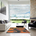 Square Patterned Orange Brown Abstract Machine Washable Rug in a Living Room, wshpat3646