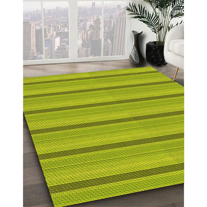 Patterned Neon Yellow Green Rug in Family Room, pat3647yw