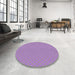 Round Patterned Bright Lilac Purple Rug in a Office, pat3648pur