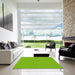 Square Patterned Bright Green Rug in a Living Room, pat3648yw