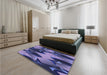 Patterned Blue Rug in a Bedroom, pat3649blu