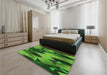 Patterned Deep Emerald Green Rug in a Bedroom, pat3649grn