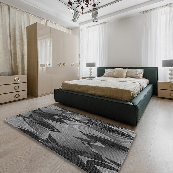 Patterned Gray Rug in a Bedroom, pat3649gry
