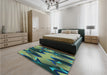 Patterned Deep-Sea Blue Rug in a Bedroom, pat3649lblu