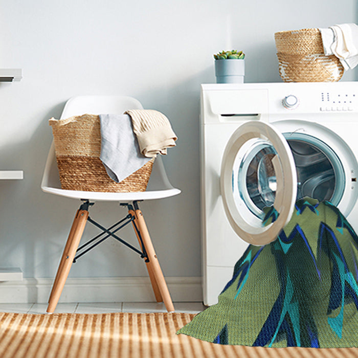 Machine Washable Transitional Deep-Sea Blue Rug in a Washing Machine, wshpat3649lblu