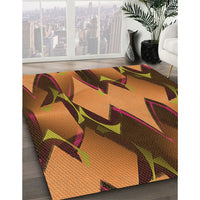 Patterned Neon Orange Rug, pat3649org