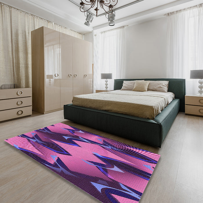 Patterned Purple Rug in a Bedroom, pat3649pur