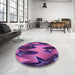 Round Patterned Purple Rug in a Office, pat3649pur