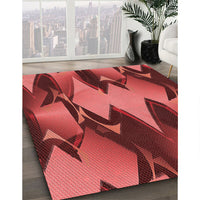 Patterned Cranberry Red Rug, pat3649rd