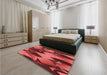 Patterned Cranberry Red Rug in a Bedroom, pat3649rd