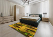 Patterned Orange Gold Rug in a Bedroom, pat3649yw