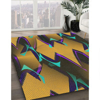 Patterned Copper Green Modern Rug, pat3649