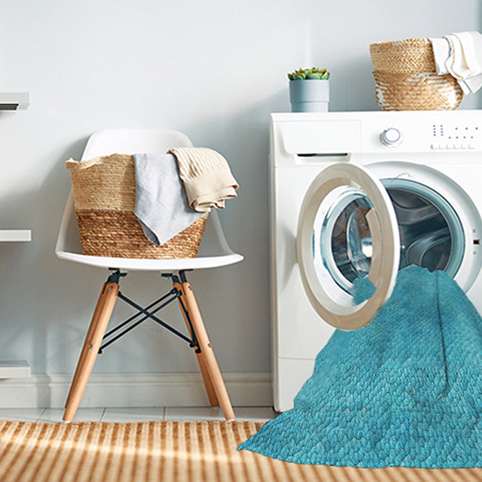 Machine Washable Transitional Dark Turquoise Green Rug in a Washing Machine, wshpat3650lblu
