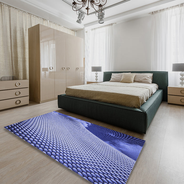 Patterned Jeans Blue Rug in a Bedroom, pat3651blu