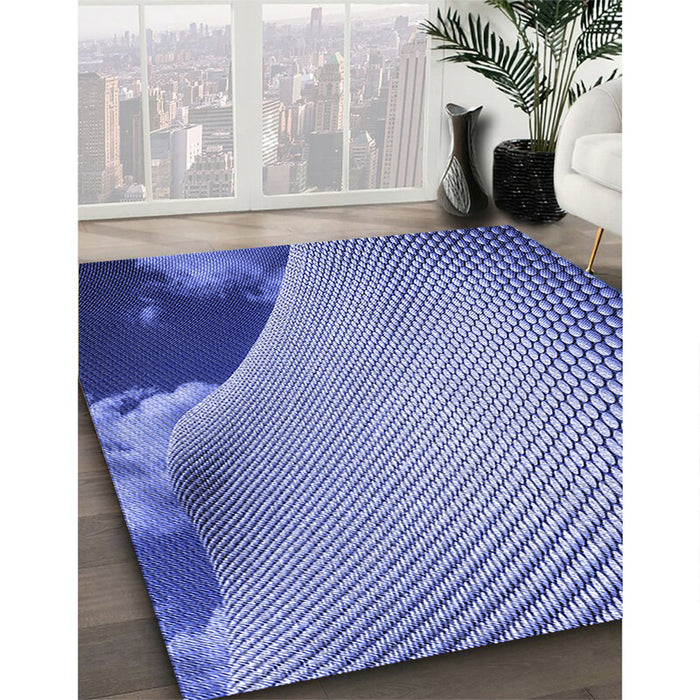 Machine Washable Transitional Jeans Blue Rug in a Family Room, wshpat3651blu