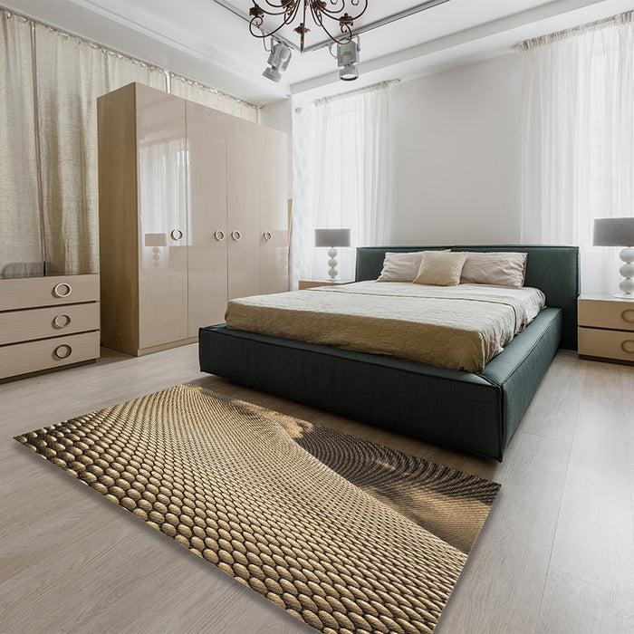 Patterned Dark Brown Rug in a Bedroom, pat3651brn