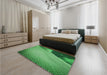 Patterned Green Rug in a Bedroom, pat3651grn