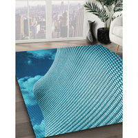 Patterned Teal Green Rug, pat3651lblu