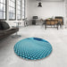 Round Patterned Teal Green Rug in a Office, pat3651lblu