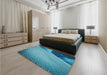 Patterned Teal Green Rug in a Bedroom, pat3651lblu