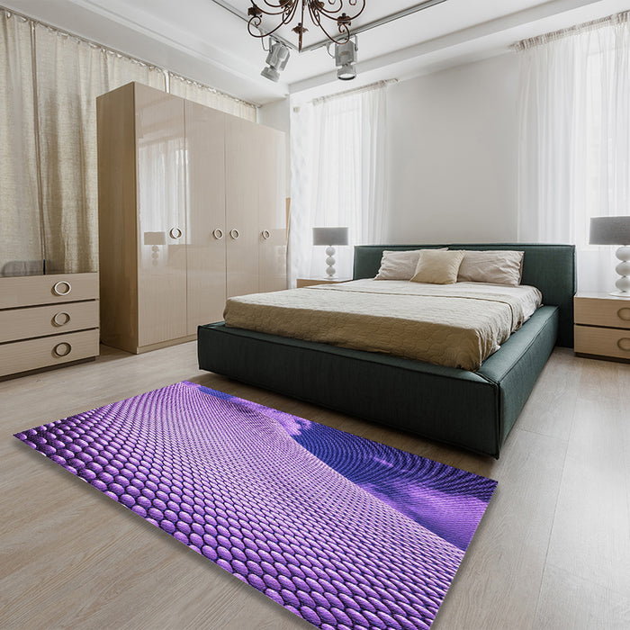 Patterned Amethyst Purple Rug in a Bedroom, pat3651pur