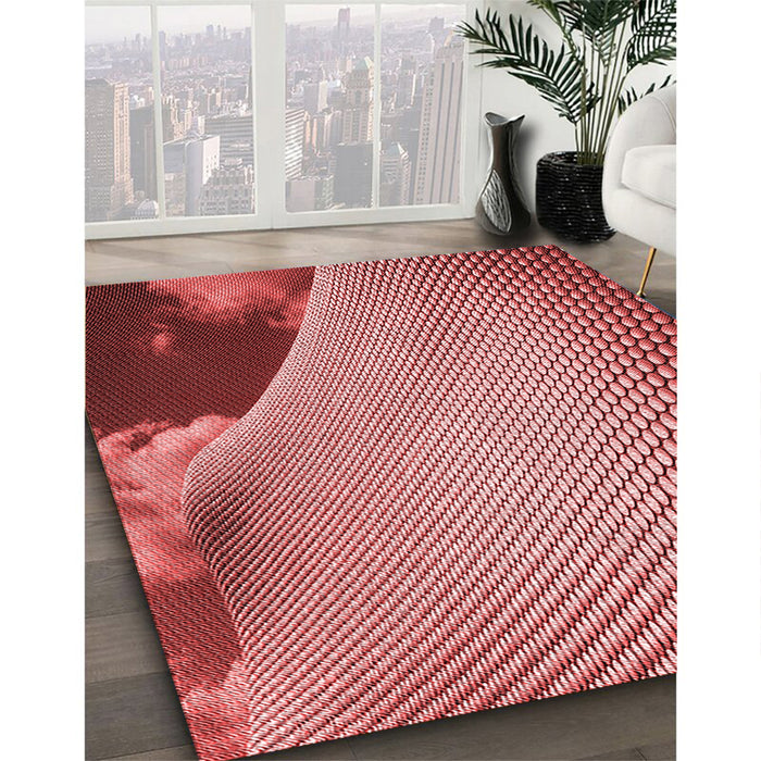 Machine Washable Transitional Light Coral Pink Rug in a Family Room, wshpat3651rd