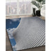 Patterned Dark Blue Grey Blue Novelty Rug in Family Room, pat3651